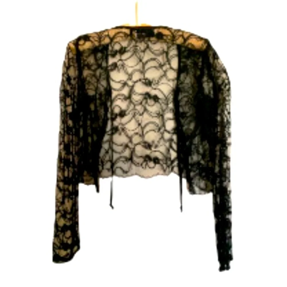 Open Sheer Lace Black Bolero Jacket XS-S